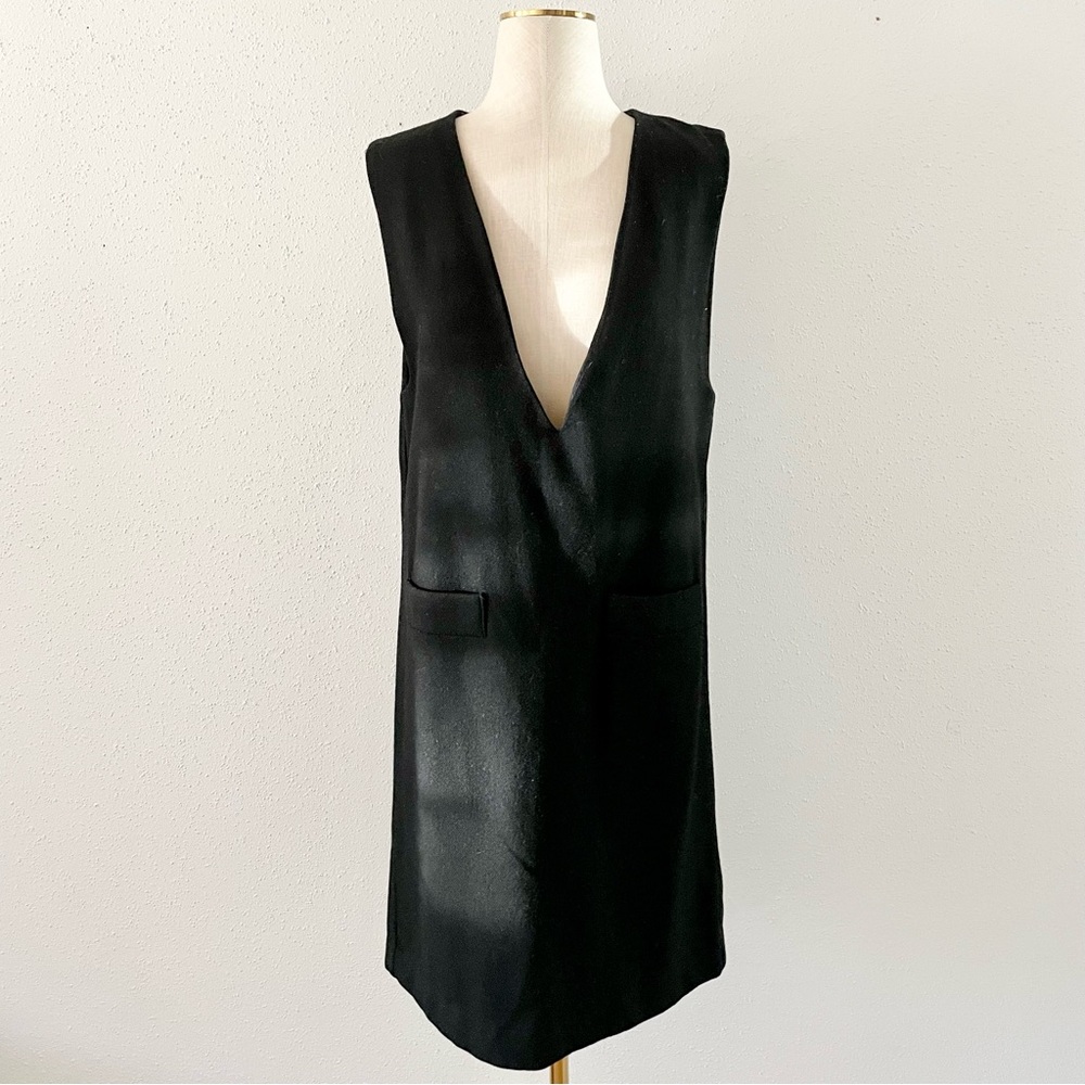 HERMAN GEIST Vtg Women's Size 4 100% Wool Sleeveless Flannel Pinafore Dress S